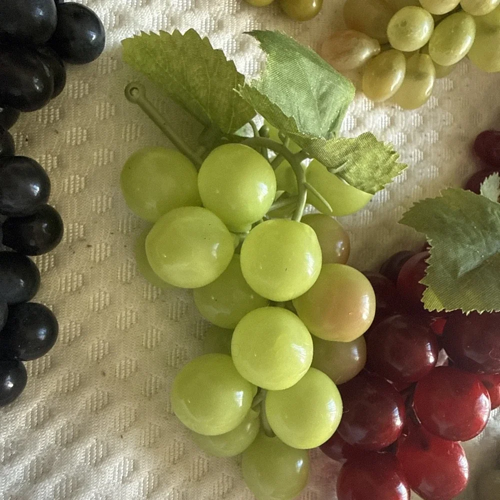Vintage Rubber Grapes Grape Lot 8 Bunches Plastic Multicolor Realistic Decor